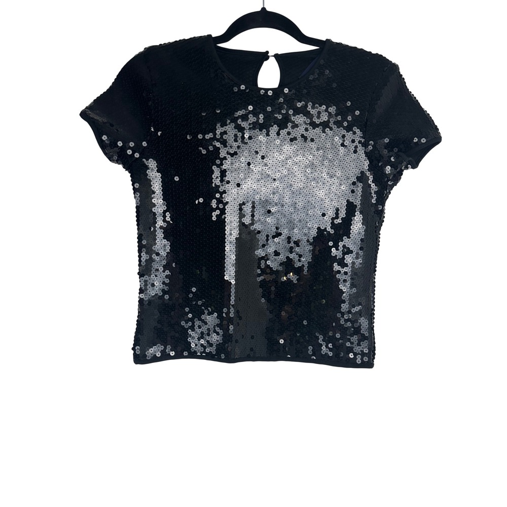 Ralph Ralph Lauren Vintage Sequin Top Black Size M USA Quiet Luxury Party Formal